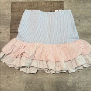 Lovers + Friends Pastel Striped Ruffle Skirt